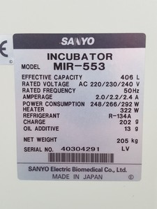 Thumbnail image of Sanyo MIR-553 Refrigerated Laboratory Incubator Lab