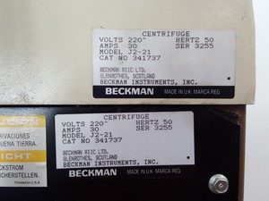 Thumbnail image of Beckman J2-21 Floor Standing Centrifuge 20000rpm Max Lab