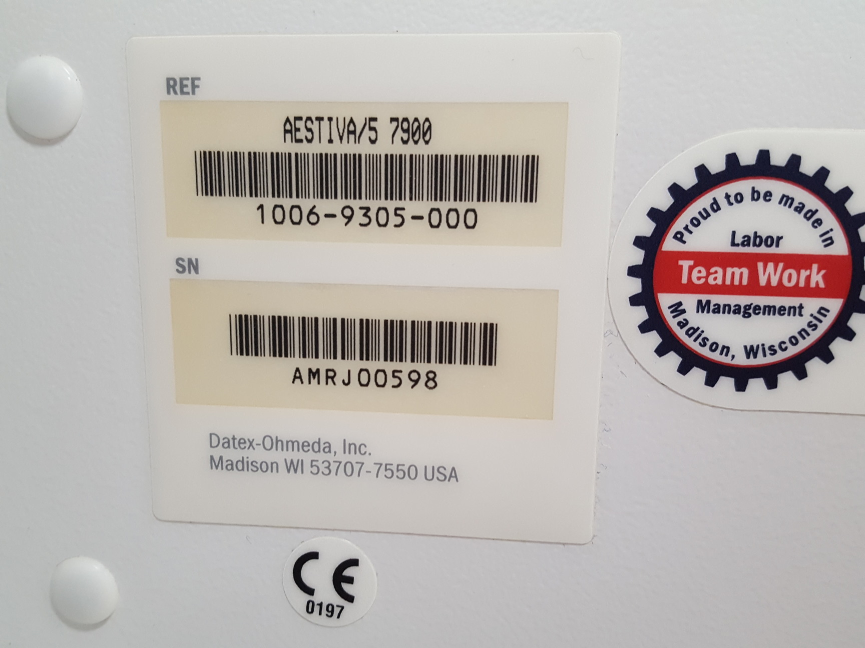 Image of GE Healthcare Datex Ohmeda Aestiva 7900 Vent Anesthesia Machine Lab Faulty