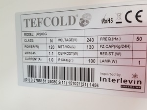 Thumbnail image of TEFCOLD UR200G Glass Door Laboratory Fridge Lab