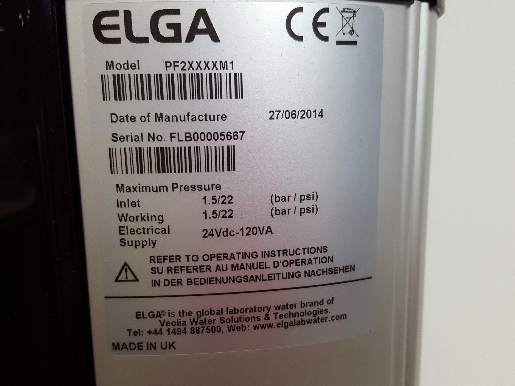 Image of Elga Purelab Flex  Model: PF2XXXXM1 Water Purification System Lab