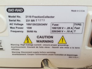Thumbnail image of Bio Rad Model 2110 Fraction Collector with Manual Lab