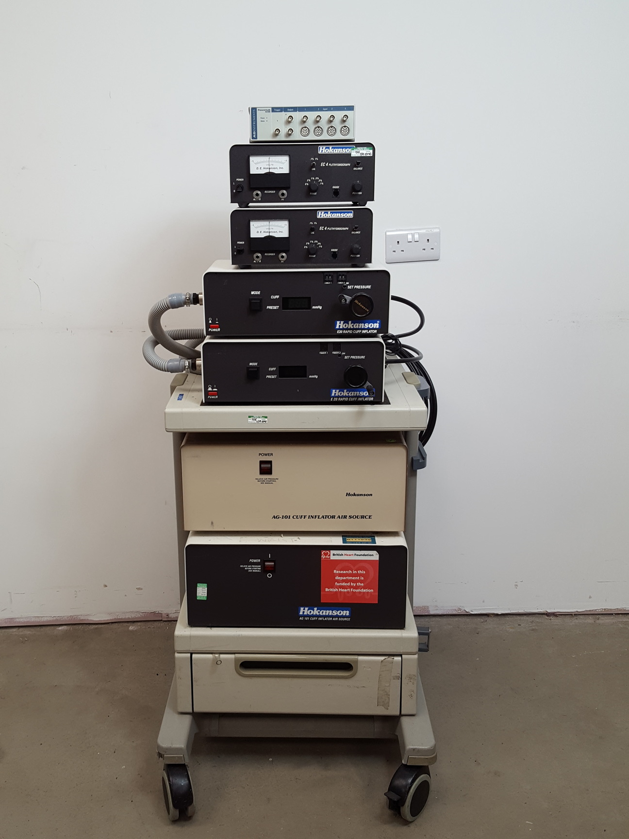 Image of Hokanson E20 Rapid Cuff Inflator with AG-101 Source and EC 4 Plethysmograph Lab