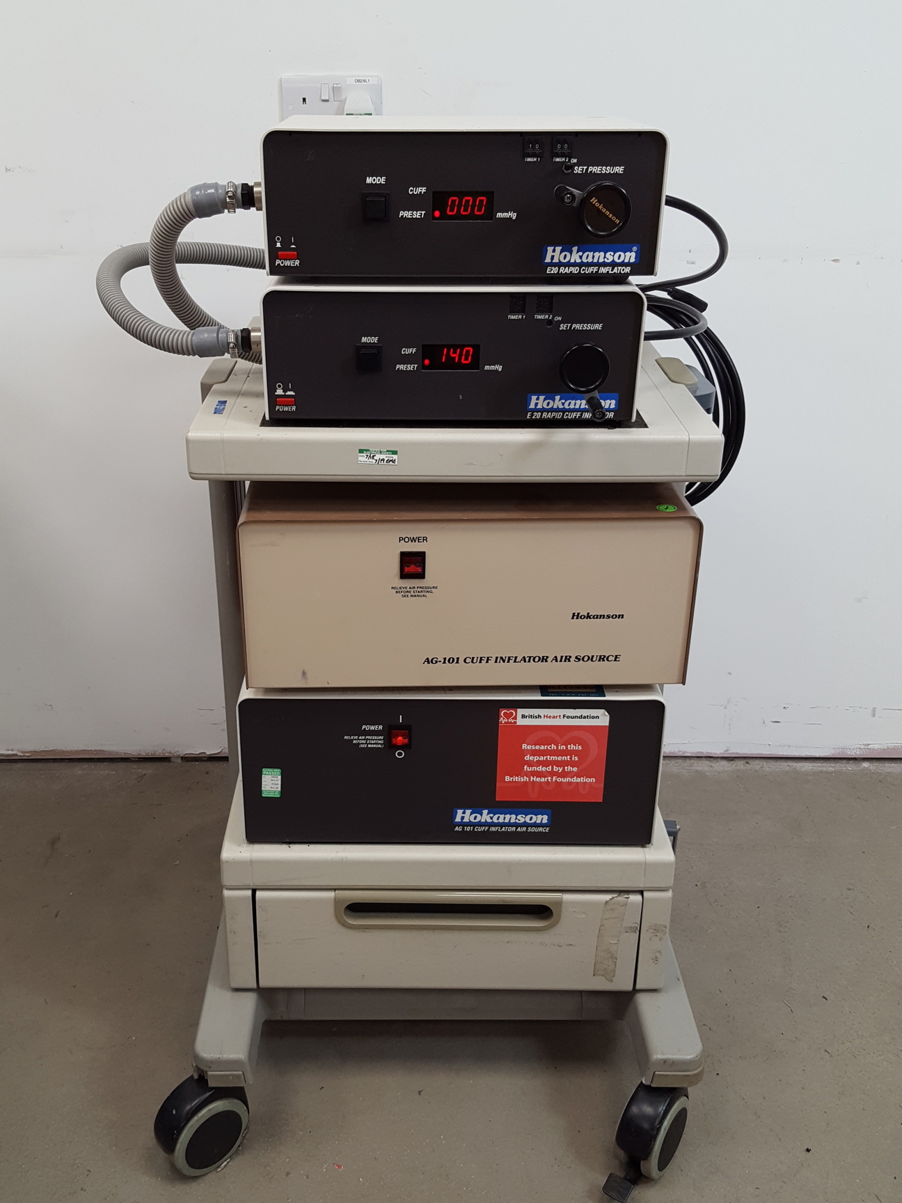 Image of Hokanson E20 Rapid Cuff Inflator with AG-101 Source and EC 4 Plethysmograph Lab