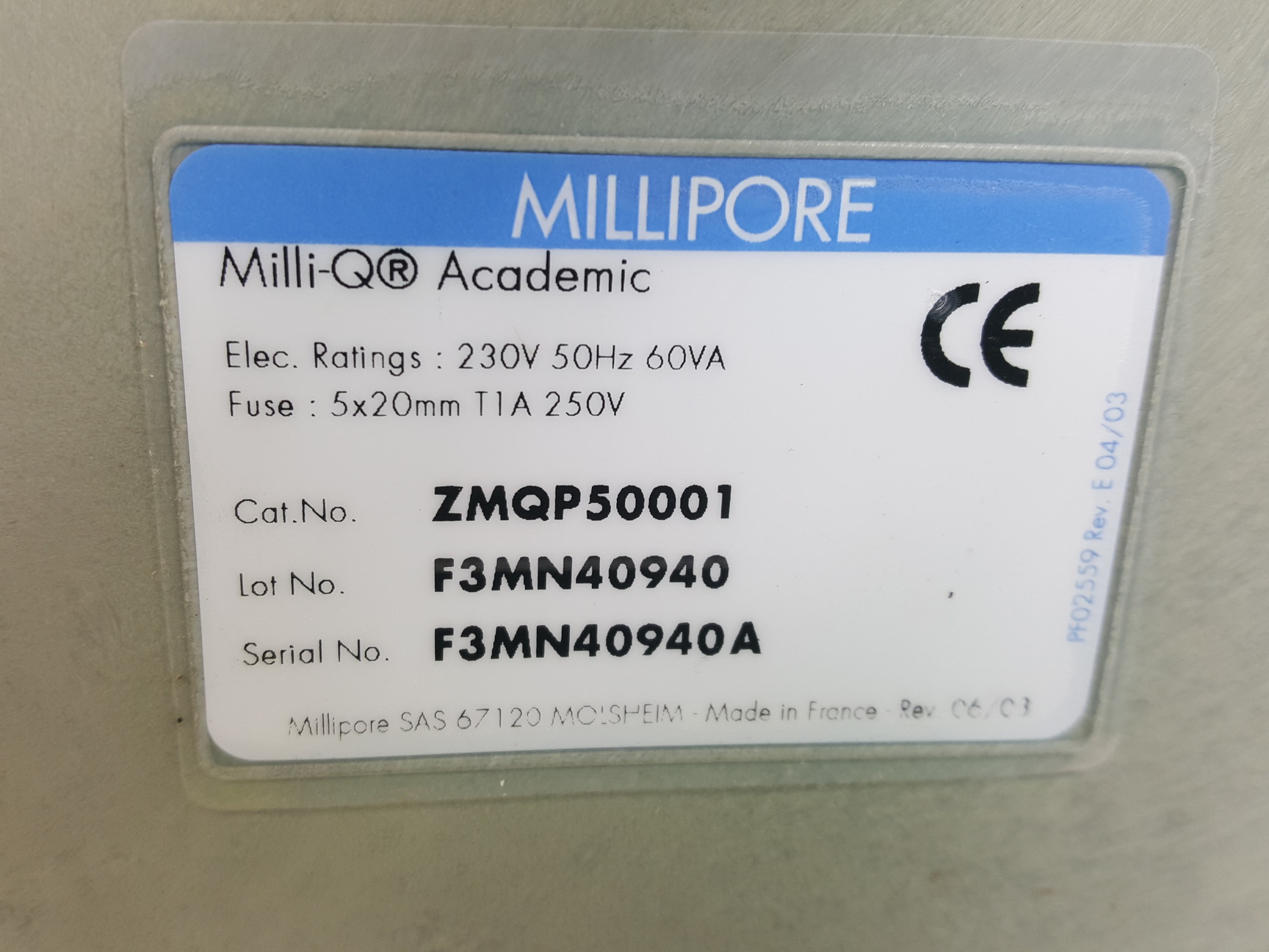 Image of Millipore Milli-Q Academic Water Purification System Lab