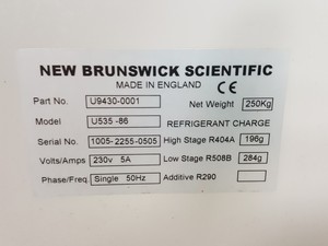 Thumbnail image of New Brunswick Scientific Ultra Low Temperature Laboratory Freezer U535 -86 Lab