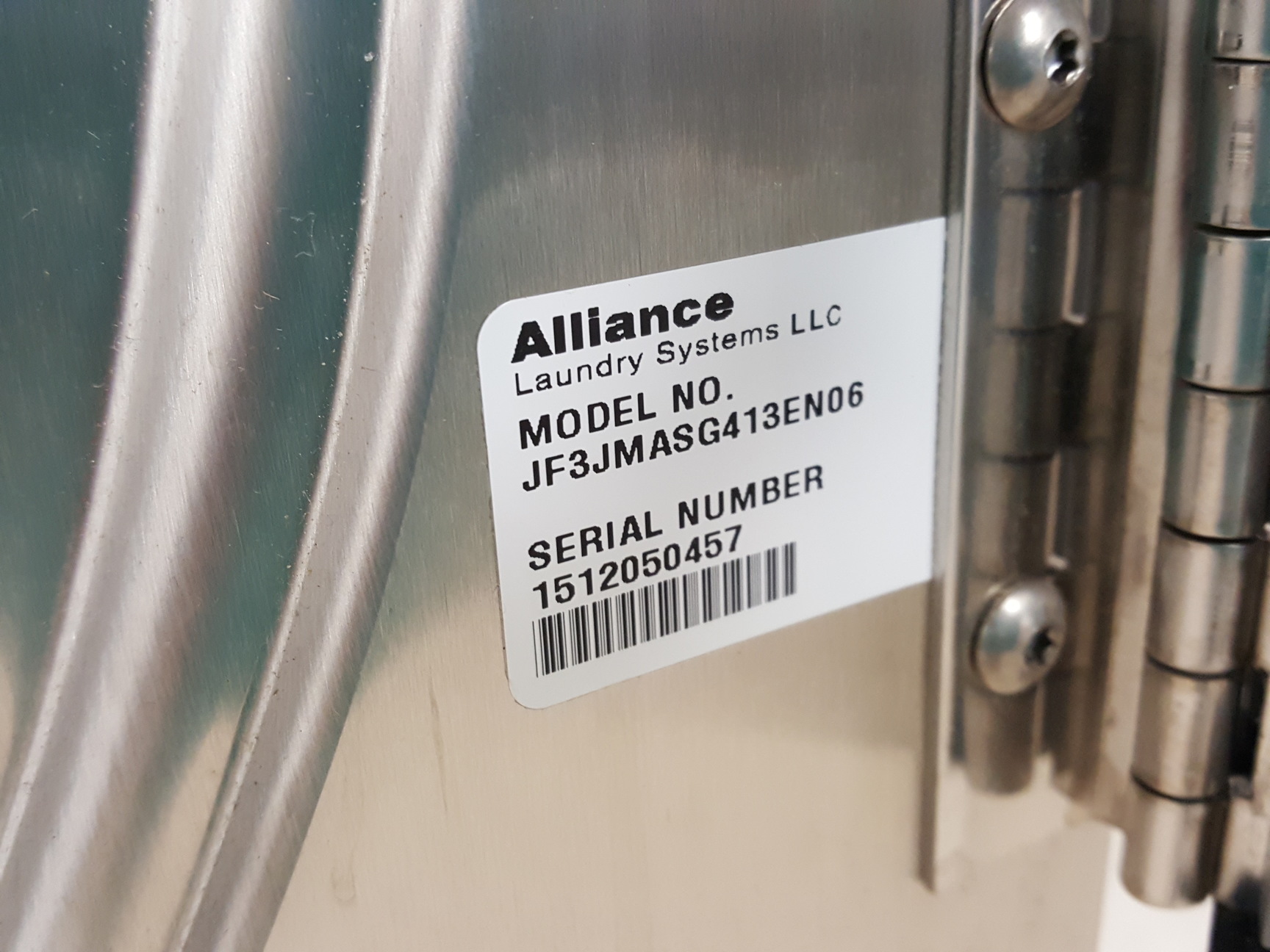 Image of Alliance Laundry Systems JLA 98 Commercial Washing Machine No. JF3JMASG413EN06