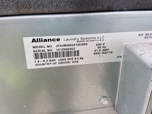 Thumbnail image of Alliance Laundry Systems JLA 98 Commercial Washing Machine No. JF3JMASG413EN06
