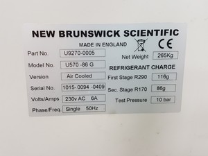 Thumbnail image of New Brunswick U570 -86 G Ultra Low Temperature Freezer  Part no. U9270-0005 Lab