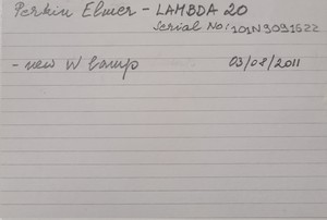 Thumbnail image of Perkin Elmer UV/VIS Spectrometer  Model - Lambda 20  Part no. BUV20200 Lab
