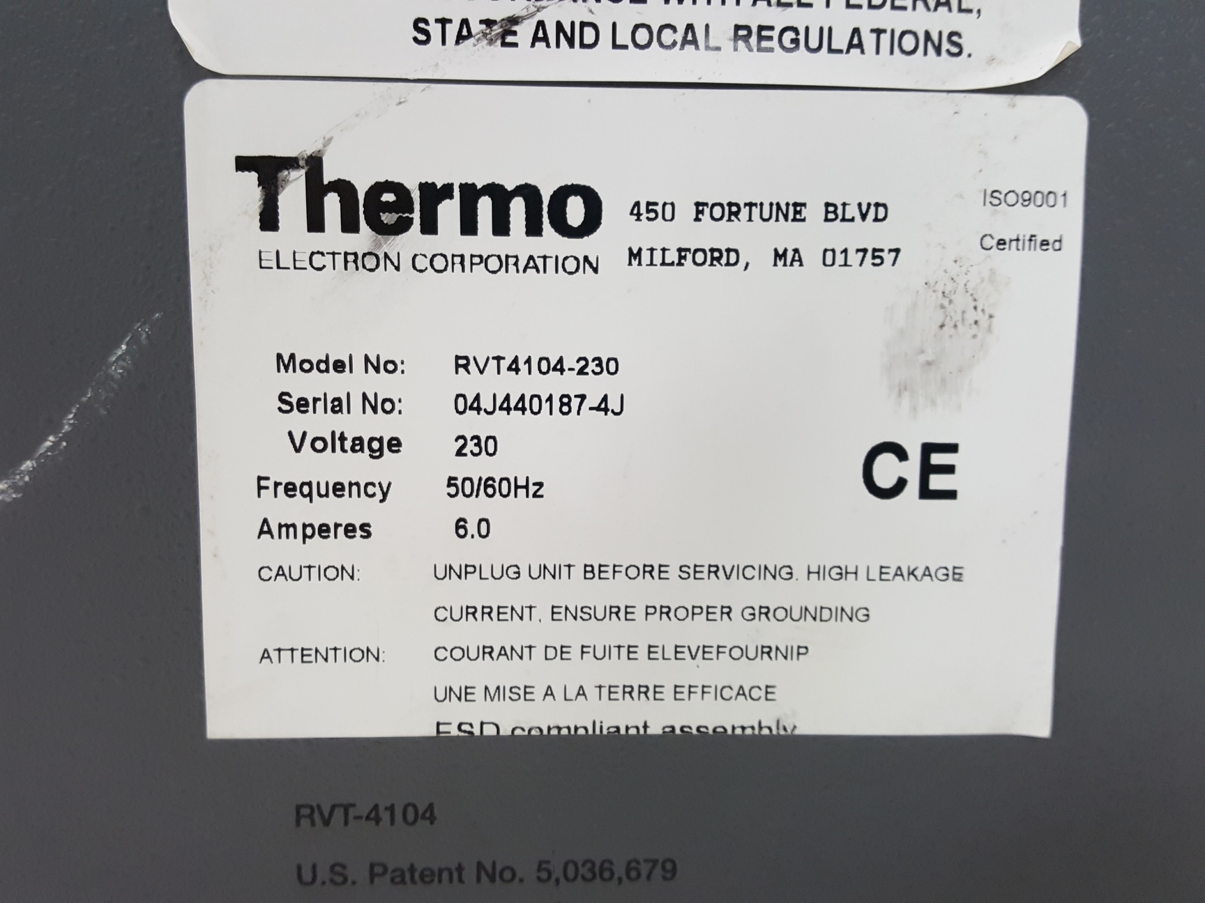 Image of Thermo Electron Corporation Refrigerated Vapor Trap  Model - RVT4104-230 Lab