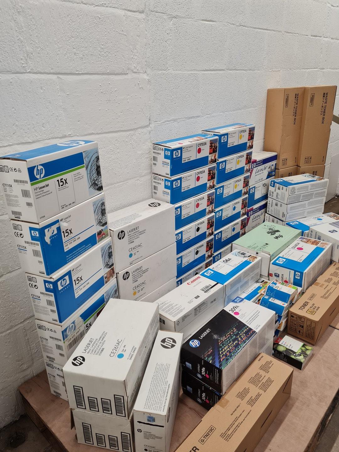 Image of Lot of 47 Genuine Printer Ink & Toner Cartridges - Canon, HP, Konica Minolta