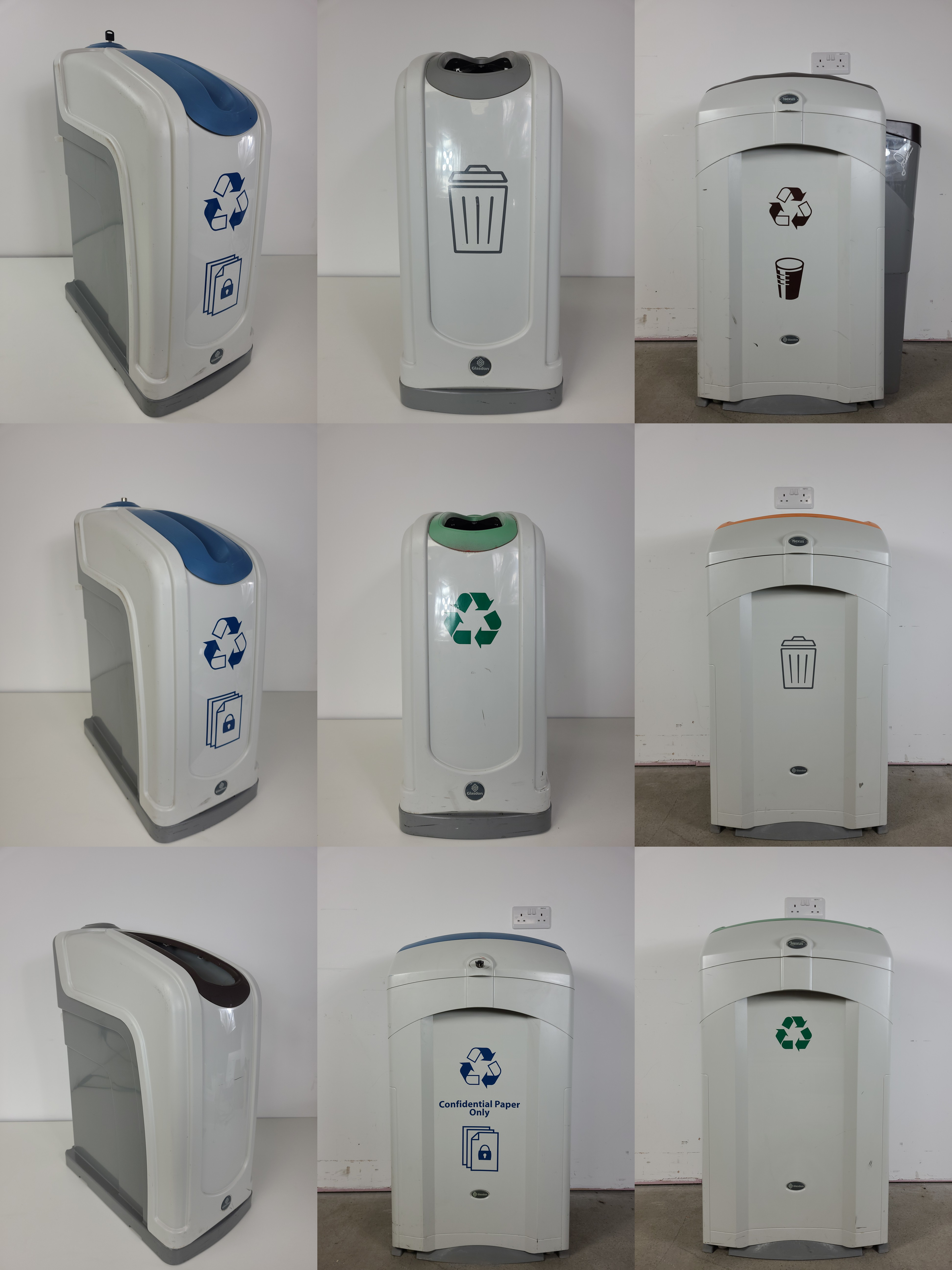 Image of Job Lot 152 Glasdon Nexus Recycling Bins - Paper, Confidential, Liquid, General