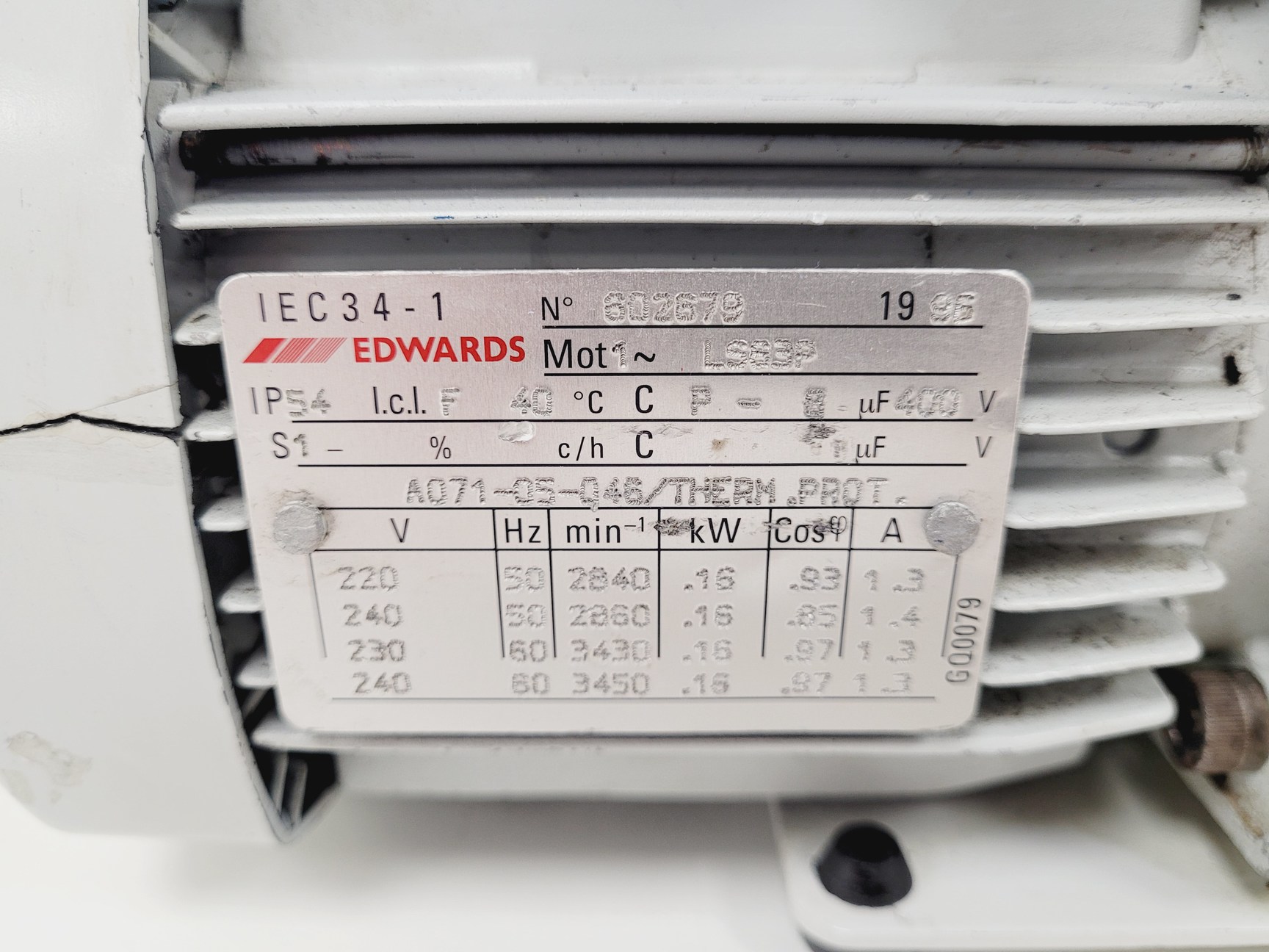 Image of Edwards 1.5 Rotary Vane Vacuum Pump Model. E2M1.5 