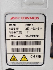 Thumbnail image of Edwards 1.5 Rotary Vane Vacuum Pump Model. E2M1.5 