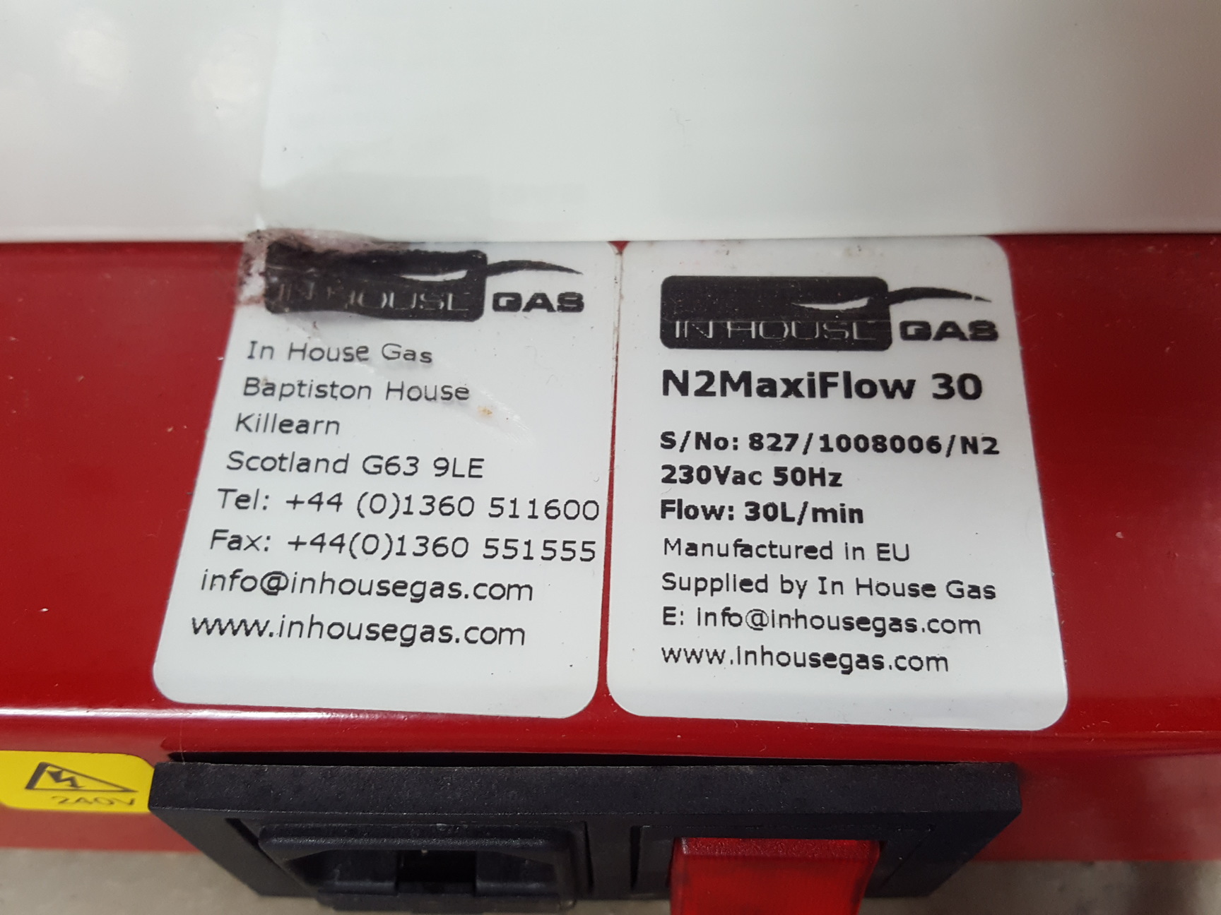 Image of Inhousegas N² MaxiFlow 30L Nitrogen Generator Lab