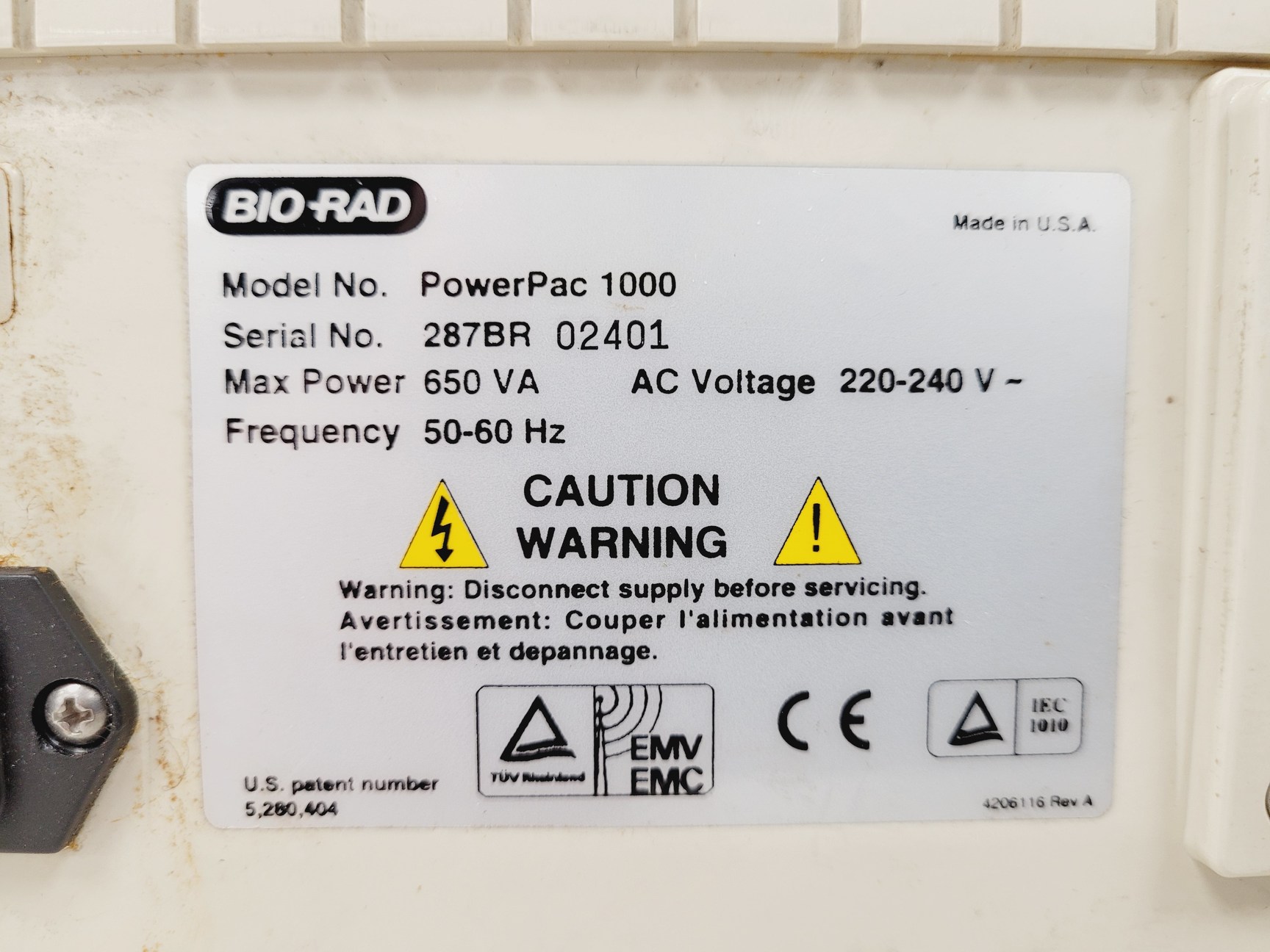 Image of Bio-Rad PowerPAC 1000 Gel Electrophoresis Power Supply Lab
