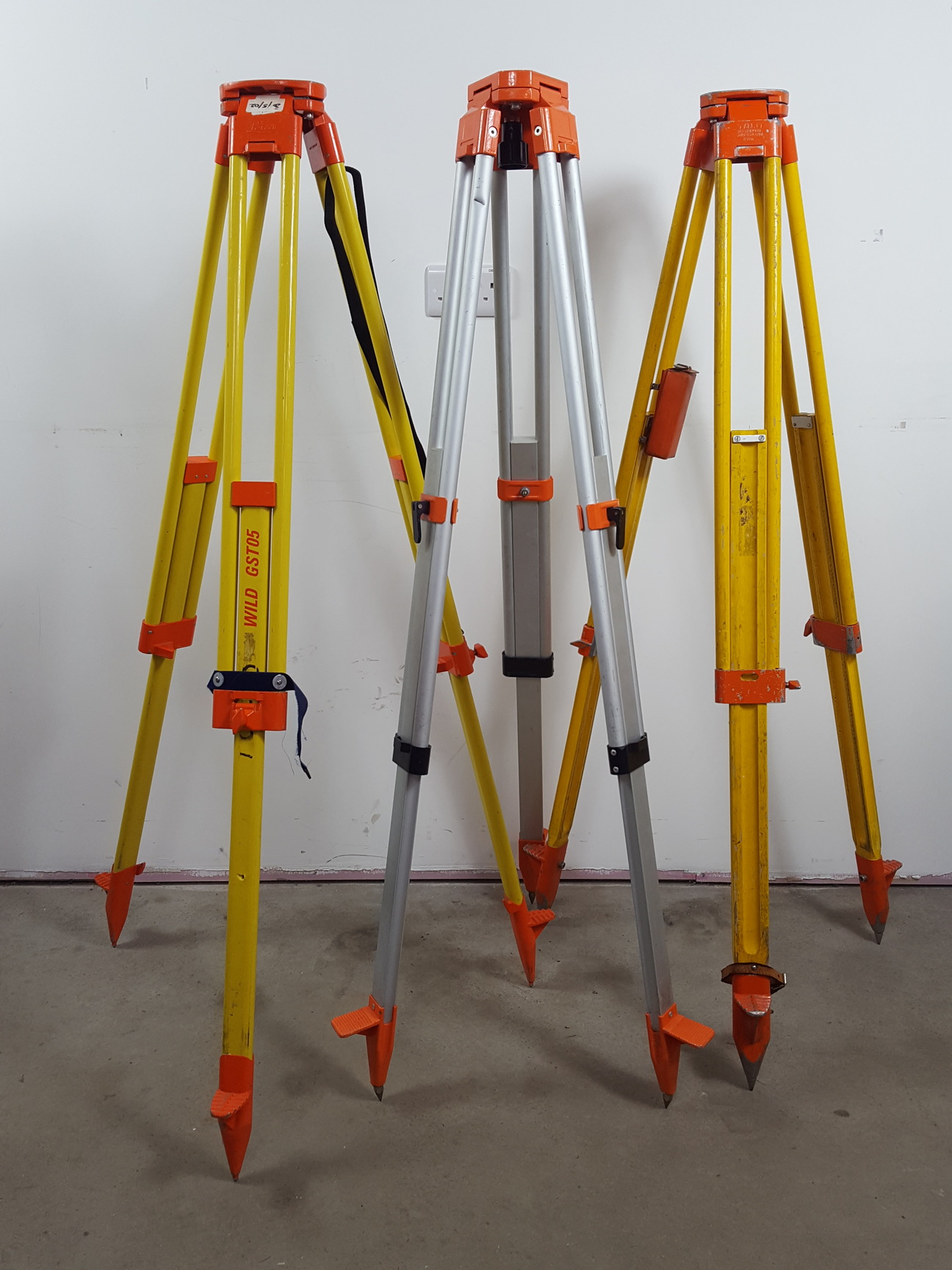 Image of 7x Surveyors Tripods w/ Plumb Bob - Leica/Wild