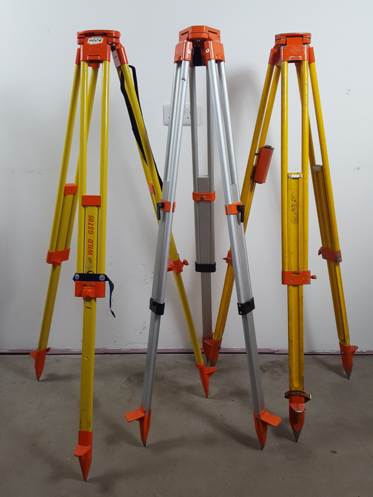 Image of 7x Surveyors Tripods w/ Plumb Bob - Leica/Wild