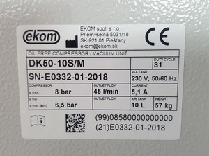 Thumbnail image of Ekom DK50-10 S/M Mobile Air Compressor Lab