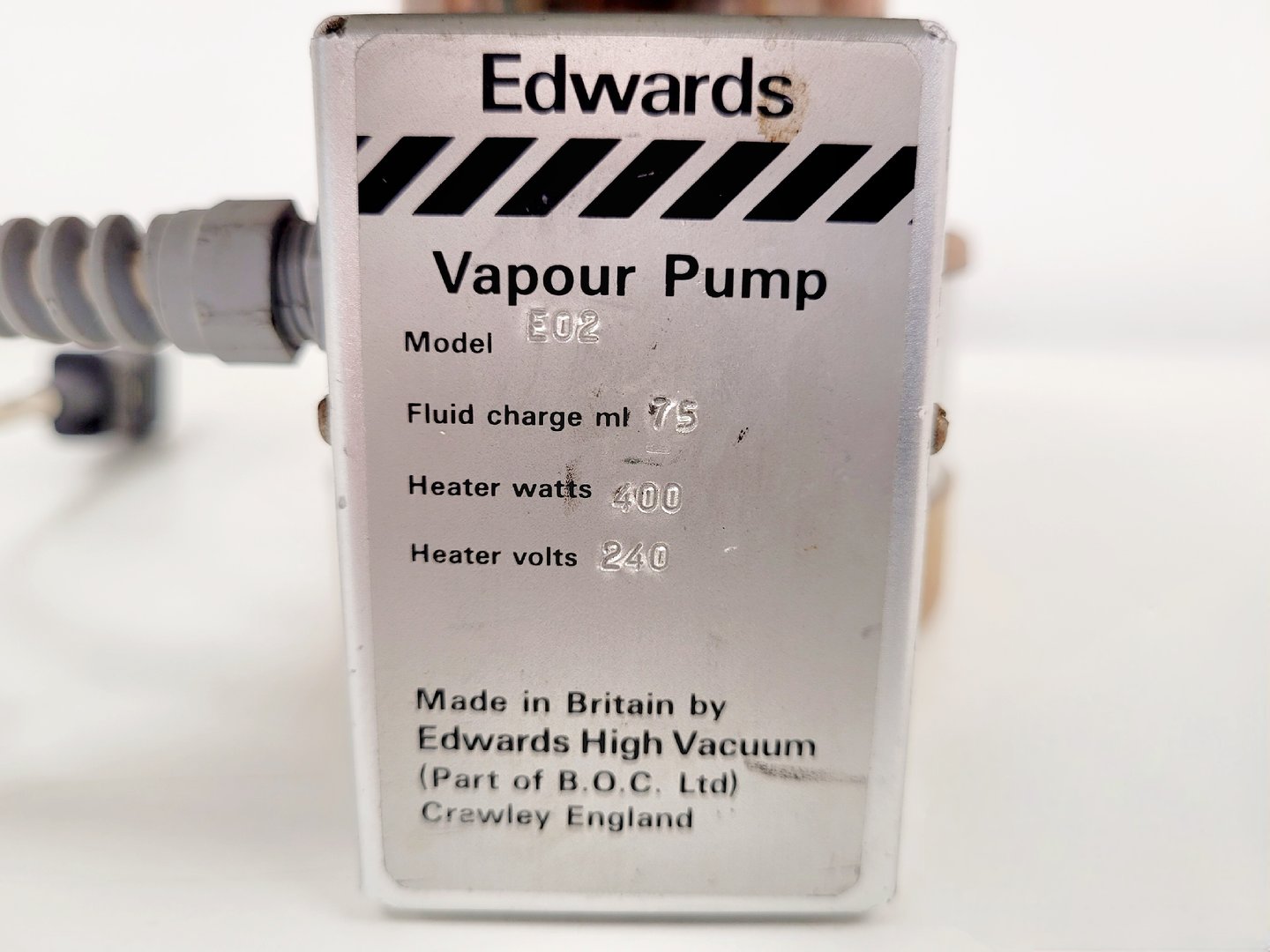 Image of Edwards Diffusion Vapour Vacuum Pump  Model E02 Lab