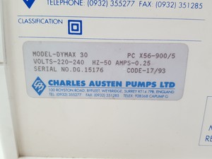 Thumbnail image of Charles Austen Pumps Dymax 30 Diaphragm Pump Lab
