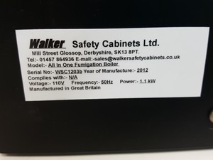 Thumbnail image of Walker Safety Cabinets  All in One Fumigation Unit Lab