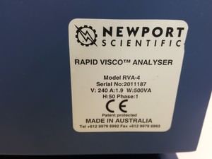 Thumbnail image of Newport Scientific RVA-4 Rapid Visco Analyser Lab