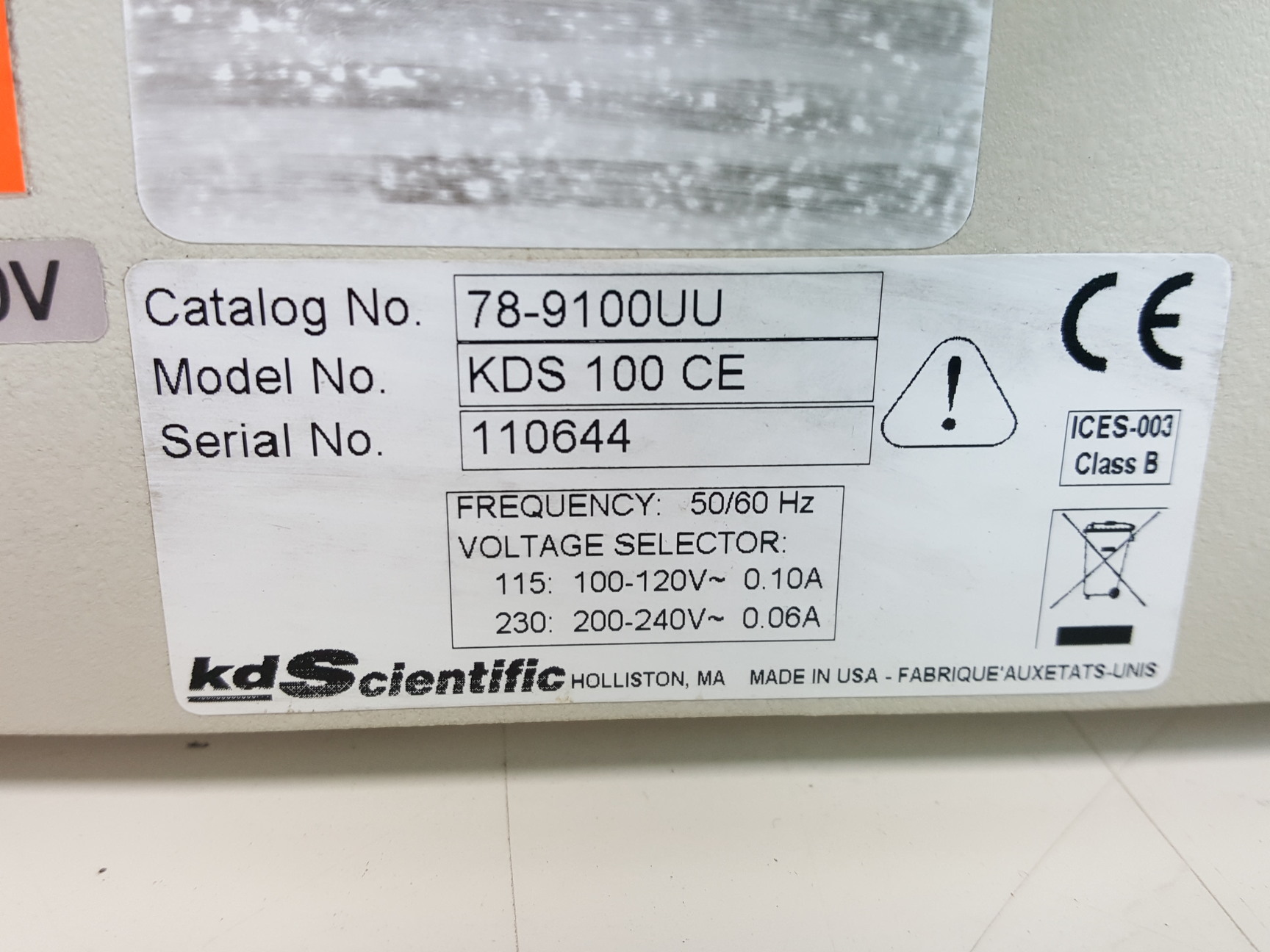 Image of KD Scientific Pump  Cat no. 78-9100UU  Model no. KDS 100 CE Lab