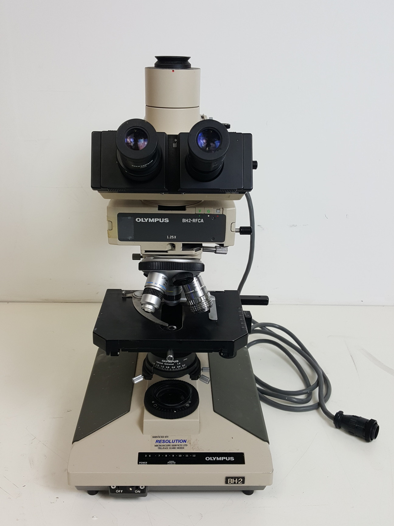 Image of Olympus BH-2 Microscope w/ 3 x Objectives - DPlan 10 0.25 160/0.17, SPlan Apo 