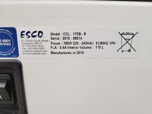 Thumbnail image of Esco CCL-170B-8 Cell Culture CO2 Incubator Double Stack Lab