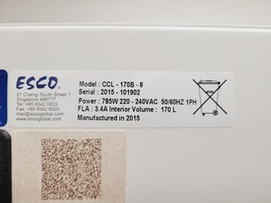 Thumbnail image of Esco CCL-170B-8 Cell Culture CO2 Incubator Double Stack Lab