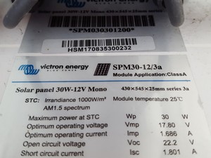 Thumbnail image of 4x Victron Energy Blue Power Solar Panels  Model: SPM30-12/3a