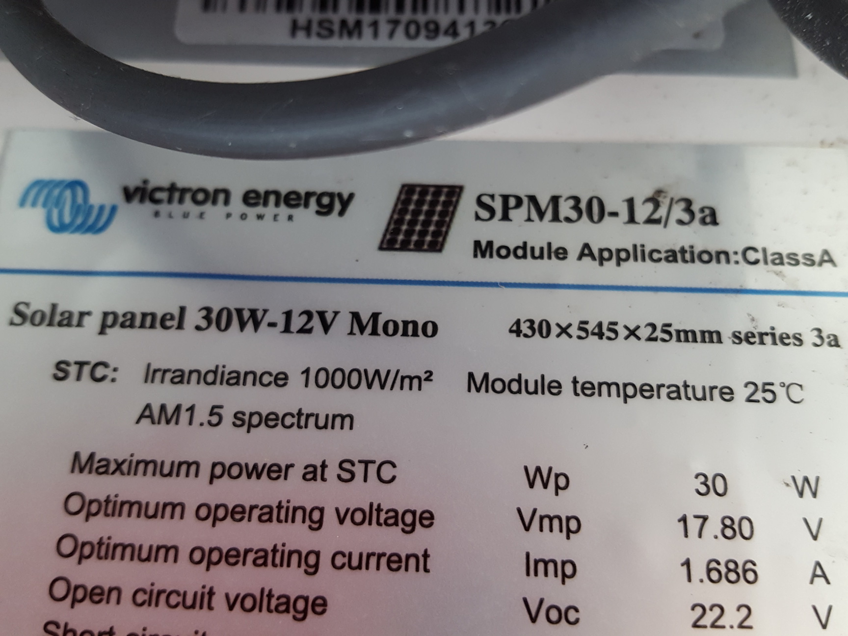 Image of 4x Victron Energy Blue Power Solar Panels  Model: SPM30-12/3a