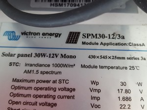 Thumbnail image of 4x Victron Energy Blue Power Solar Panels  Model: SPM30-12/3a