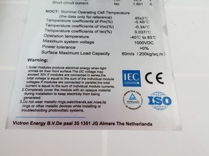 Thumbnail image of 4x Victron Energy Blue Power Solar Panels  Model: SPM30-12/3a