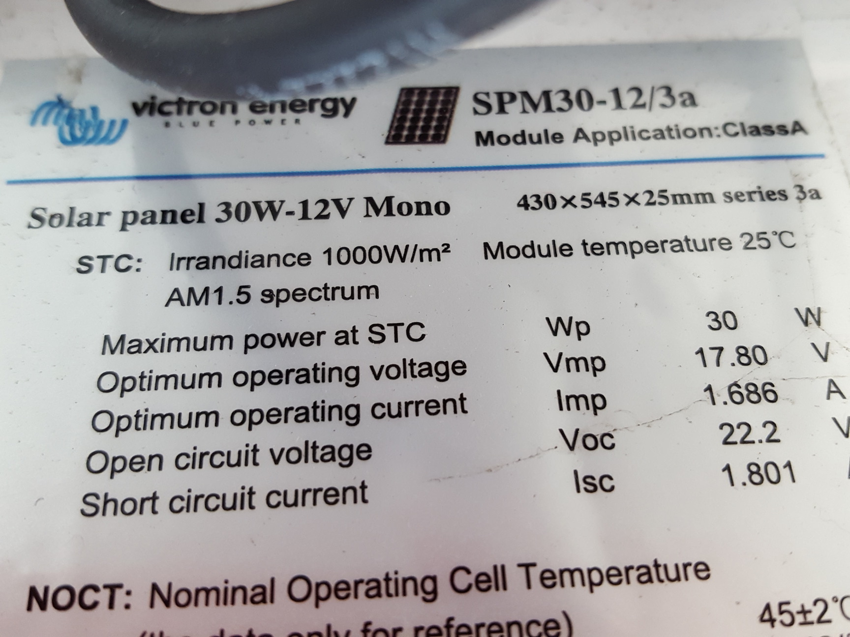 Image of 4x Victron Energy Blue Power Solar Panels  Model: SPM30-12/3a