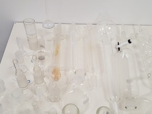 Thumbnail image of Large Lot of Mixed Laboratory Glassware Flasks, Tubes, Distillation, Evaporators