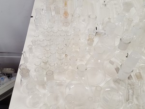Thumbnail image of Large Lot of Mixed Laboratory Glassware Flasks, Tubes, Distillation, Evaporators