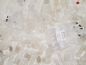 Thumbnail image of Large Lot of Mixed Laboratory Glassware Flasks, Tubes, Distillation, Evaporators