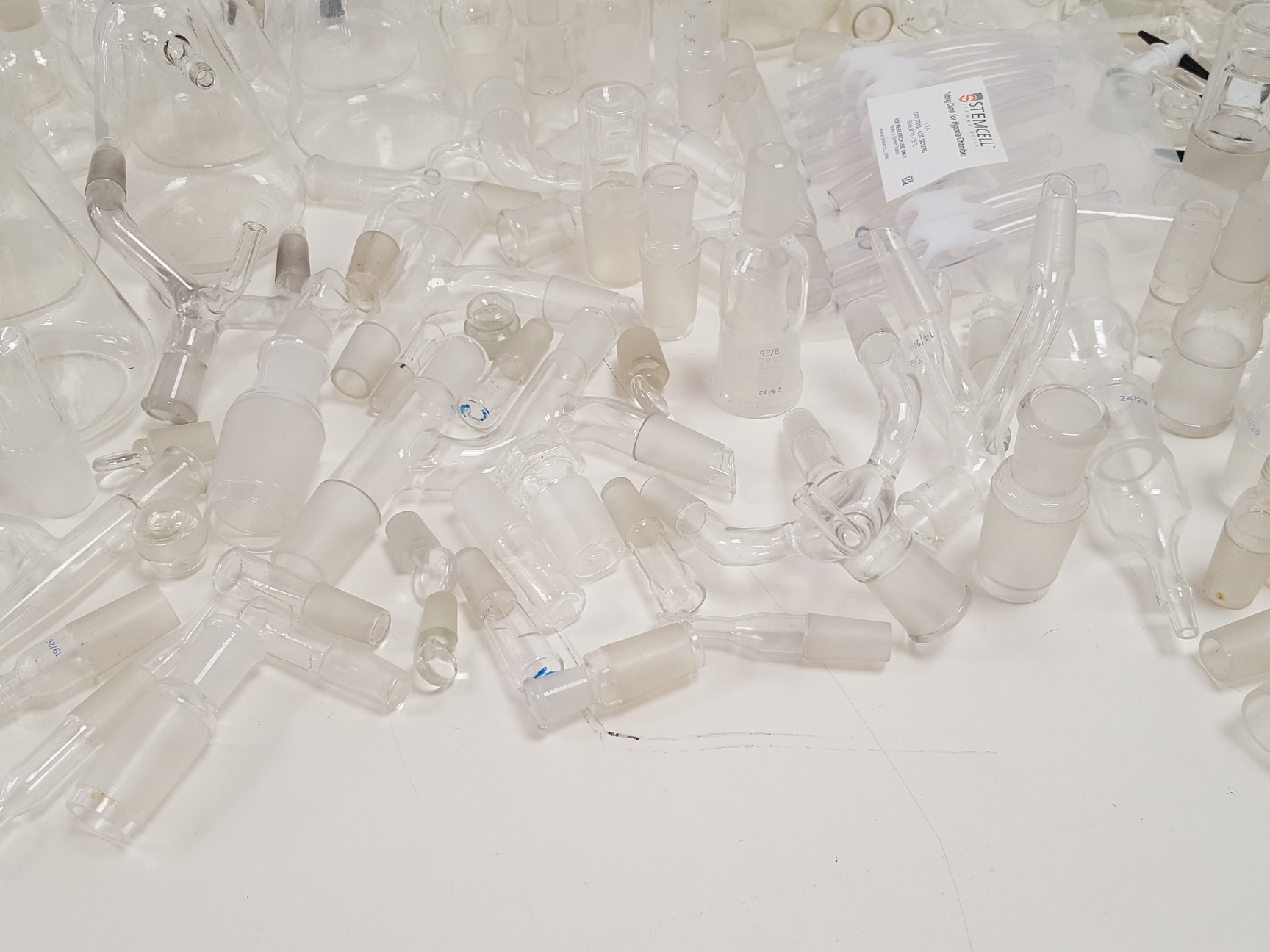 Image of Large Lot of Mixed Laboratory Glassware Flasks, Tubes, Distillation, Evaporators