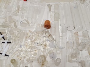 Thumbnail image of Large Lot of Mixed Laboratory Glassware Flasks, Tubes, Distillation, Evaporators