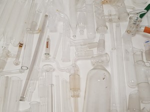 Thumbnail image of Large Lot of Mixed Laboratory Glassware Flasks, Tubes, Distillation, Evaporators