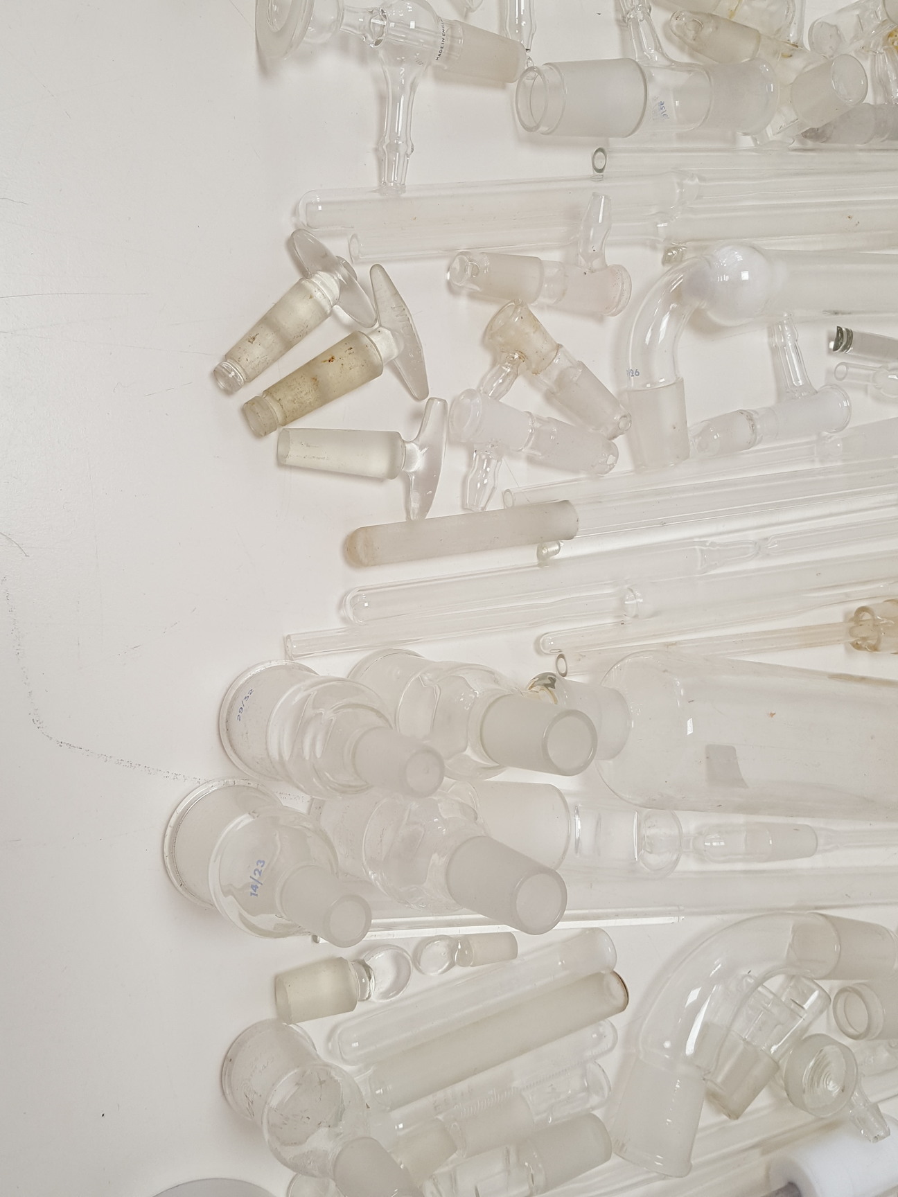 Image of Large Lot of Mixed Laboratory Glassware Flasks, Tubes, Distillation, Evaporators
