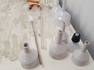 Thumbnail image of Large Lot of Mixed Laboratory Glassware Flasks, Tubes, Distillation, Evaporators
