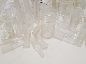 Thumbnail image of Large Lot of Mixed Laboratory Glassware Flasks, Tubes, Distillation, Evaporators