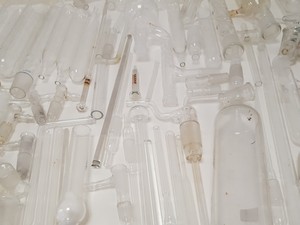 Thumbnail image of Large Lot of Mixed Laboratory Glassware Flasks, Tubes, Distillation, Evaporators