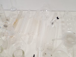 Thumbnail image of Large Lot of Mixed Laboratory Glassware Flasks, Tubes, Distillation, Evaporators