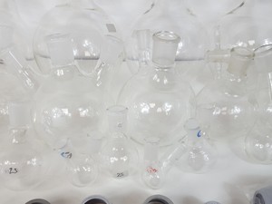 Thumbnail image of Lot of Round Bottom Laboratory Flasks - Mixed Sizes - 10ml-2l + Extras Lab