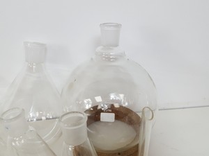 Thumbnail image of Lot of Round Bottom Laboratory Flasks - Mixed Sizes - 10ml-2l + Extras Lab